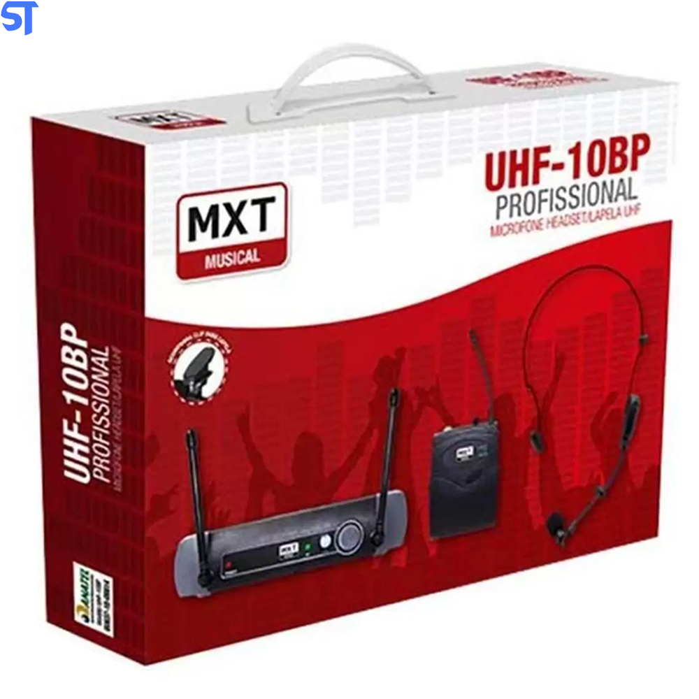Microfone Lapela Sem Fio Headset MXT Uhf-10bp Profissional